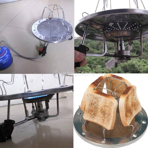  Od-sport Folding Camp Stove Toaster, Stainless Steel 4 Slice Propane Bread Toaster, Portable Backpacking Outdoor Toaster Rack Holder for Camping Fishing Hiking