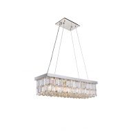 ANJIADENGSHI Modern Traditional Vintage Rectangular Crystal Chandelier Stainless Steel 5 E12 Bulbs with Adjustable Hanging Height for Dining Living Room Foyer Office Chandelier, Ch