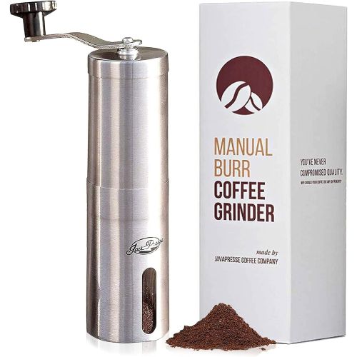  JavaPresse Manual Coffee Bean Grinder with Adjustable Settings Patented Conical Burr Grinder for Coffee Beans Stainless Steel Burr Coffee Grinder for Aeropress Drip Coffee Espresso