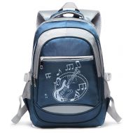 MUUQUSK Music Print Girls School Backpack for Kids Boys Elementary School Bags Bookbags (Royal Blue)