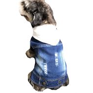 SENERY Winter Pet Dog Clothing Coat,Dog French Bulldog Denim Jacket Jeans Hooded Vest for Pug Cat Pet Costume