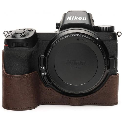  TP Original Handmade Genuine Real Leather Half Camera Case Bag Cover for Nikon Z5 Coffee Color