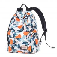 Senday Backpack for Girls,Fashion Floral College Student School Backpack Canvas College Bags (Persimmon)