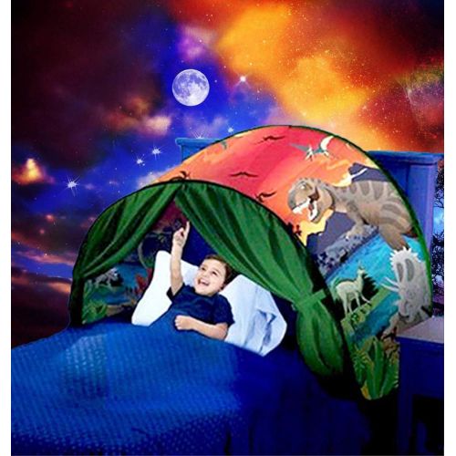  [아마존베스트]VBY Kids Dream Bed Tent Twin Size - Deluxe Space Adventure & Dinosaur Island & Unicorn & Winter Wonderland Play Tents Boys Girls Pop up Tents Children Game Tent Magical Playhouse Chris