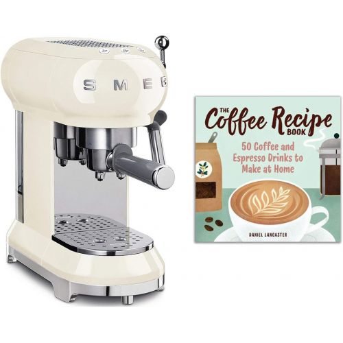 스메그 Smeg ECF01CRUS 50s Retro Style Espresso Machine Bundle with The Coffee Recipe Book: 50 Coffee and Espresso Drinks to Make at Home - Cream