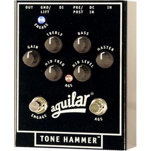  Aguilar Tone Hammer 3-Band Preamp/DI, Stomp Box, Overdrive Bass Pedal w/ 4 Cable