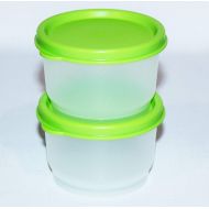 Tupperware 4oz SNACK CUPS Lunch Dip Candy Fruit Bowl 2pc Set New Lime Green RARE