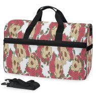 All agree Travel Gym Bag Art Sugar Skull Flower Weekender Bag With Shoes Compartment Foldable Duffle Bag For Men Women