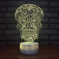 JFSJDF Novelty Skull 3D Night Light LED 7 Colors Mood Lamp USB 3D Illusion Table Lamp Remote Control Touch Switch Atmosphere Lamp