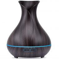 ASAKUKI 400ML Premium, Essential Oil Diffuser, Wood Grain Aromatherapy Diffuser Ultrasonic Cool Mist Humidifier with 7 LED Color Lights Changing and Waterless Auto Shut-Off for Off