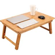 Large Size Laptop Tray Desk NNEWVANTE Foldable Bed Table Tray, CoffeeTV Desk 100% Bamboo Breakfast Serving Tray Gaming Writing Support up to 18in Laptop, 25.6x17.7in