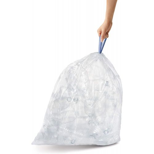 심플휴먼 simplehuman Code Q Custom Fit Drawstring Trash Bags 50-65 Liter / 13-17 Gallon, White, 20 Count
