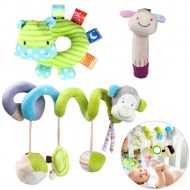 YeahiBaby 3Pcs Monkey Baby Spiral Bed Stroller Toy Donkey Soft Plush Hand Rattle Toys