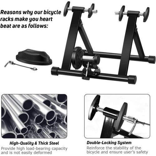  [아마존베스트]Goplus Bike Trainer Stand, Indoor Steel Exercise Bicycle Trainers with Fluid Flywheel, Quick Release & Double Locking System, Magnetic Bicycle Stationary Stand for 26’’ - 28’’ Whee