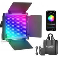 [아마존베스트]Neewer 660 RGB Led Light with APP Control, 660 SMD LEDs CRI95/3200K-5600K/Brightness 0-100%/0-360 Adjustable Colors/9 Applicable Scenes with LCD Screen/U Bracket/Barndoor, Metal Sh