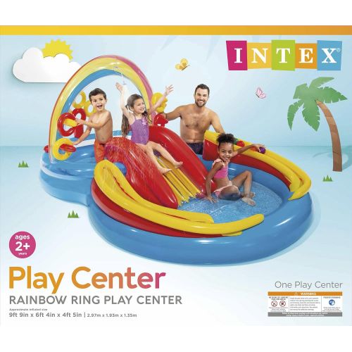 인텍스 [무료배송]인텍스 레인보우 링 미끄럼틀 풀장 가정용 수영장 Intex Rainbow Ring Inflatable Play Center, 117 X 76 X 53, for Ages 2+