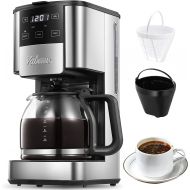 Yabano Programmable Coffee Maker, 12 Cups Glass Carafe with Keep Warming Pad, Mid-Brew Pause, Coffee Machine with Strength Control and Permanent Coffee Filter basket, Anti-Drip System, by