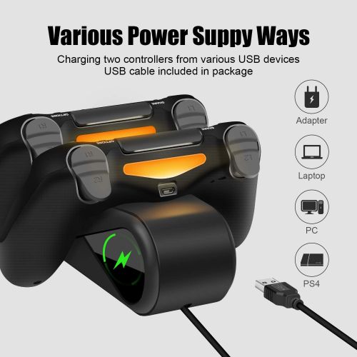  [아마존베스트]PS4 Controller Charger, atolla Playstation 4 Charging Station with LED Indicators and USB Charging Cable for DualShock 4, PS4 Controller Charger for PS4 / PS4 Slim / PS4 Pro Contro