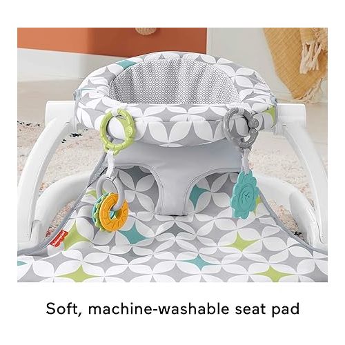 피셔프라이스 Fisher-Price Baby Portable Chair Sit-Me-Up Floor Seat with Developmental Toys & Machine Washable Seat Pad, Starlight Bursts