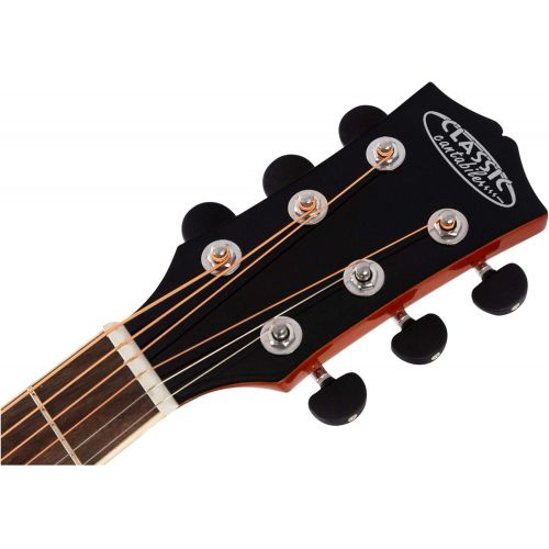  [아마존베스트]Classic Cantabile WS-20 NTEQ Dreadnought Western Guitar - Acoustic Guitar with Steel Strings - Guitar with Pickup and 3 Band Equaliser - Closed and Rubberised Chrome Machine Heads