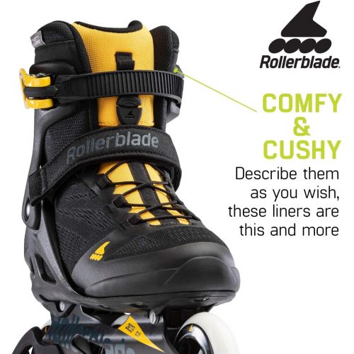 롤러블레이드 [아마존베스트]Rollerblade Macroblade 100 3WD Mens Adult Fitness Inline Skate, Black and Saffron Yellow, Performance Inline Skates