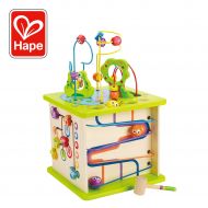 Country Critters Wooden Activity Play Cube by Hape | Wooden Learning Puzzle Toy for Toddlers, 5-Sided Activity Center with Animal Friends, Shapes, Mazes, Wooden Balls, Shape Sorter