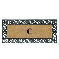 Nedia Home Acanthus Border with Rubber/Coir Doormat, 24 by 57-Inch, Monogrammed C