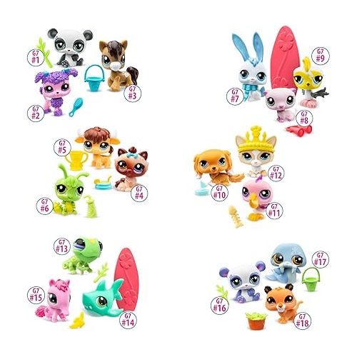  Littlest Pet Shop, Pet Surprise Trios - Gen 7, Pets #1 - #18, Authentic LPS Bobble Head Figure, Collectible Imagination Toy Animal, Kidults, Girls, Boys, Kids, Tweens Ages 4+