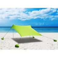ALPHA CAMP Beach Shade Tent Portable Canopy Sun Shelter with Sandbag Anchors - Family Size 7.6x7.2FT Green