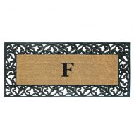 Nedia Home Acanthus Border with Rubber/Coir Doormat, 24 by 57-Inch, Monogrammed F