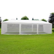 Quictent 10X30 Outdoor Canopy Gazebo Party Wedding Tent Screen House Sun Shade Shelter with Fully Enclosed Mesh Side Wall (10x30, White)