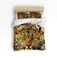 YEHO Art Gallery Full Size Cute 3 Piece Duvet Cover Sets for Kids Adults Boys Girls,Hand Painting Leopard Animal Prints,Bedroom Decorative Bedding Set Include 1 Duvet Cover with 2