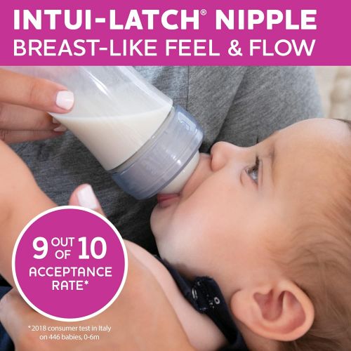 치코 Chicco Duo 5oz. Hybrid Baby Bottle with Invinci-Glass Inside/Plastic Outside 2-Pack with Slow Flow Anti-Colic Nipple - Pink