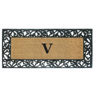Nedia Home Acanthus Border with Rubber/Coir Doormat, 24 by 57-Inch, Monogrammed V