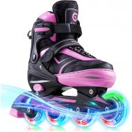 Hiboy Adjustable Inline Skates with Light up Wheels, Fun Roller Blades with 4 Sizes Adjustable for Kids, Teenagers and Adults