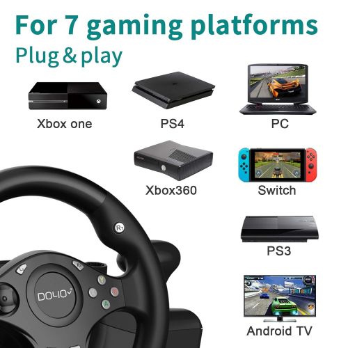  [아마존베스트]DOYO Gaming racing wheel 270 degree driving force steering wheel for racing games PC / XBOX ONE / XBOX 360/ PS4 / PS3 / Nintendo Switch / Android with pedals accelerator brake