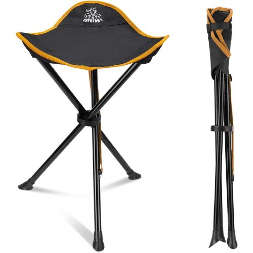 DEERFAMY Folding Camping Tripod Stools, Portable 3 Legs Tall Slacker Chair Tripod Seat for Outdoor Hiking Fishing Picnic Travel Beach BBQ Garden Lawn, Support 225 lbs
