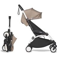 BABYZEN YOYO2 6+ Stroller - White Frame with Taupe Seat Cushion & Canopy