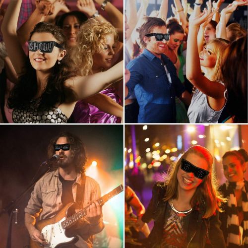  [아마존베스트]alavisxf xx LED Glasses, Bluetooth APP Connected LED Display Smart Glasses USB Rechargeable DIY Funky Eyeglasses for Party Club DJ Halloween Christmas(Text, Graffiti, Animation, Mu