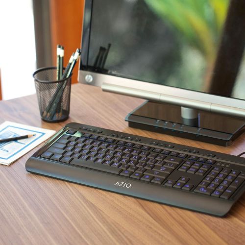  [아마존베스트]Azio Large Print Keyboard - USB Computer Keyboard with 3 Interchangeable Backlight Colors (KB505U)