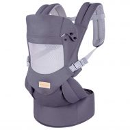 TIANCAIYIDING Ergonomic Baby Carrier with Hip Seat Soft & Breathable Baby Carriers,All Positions Front and Back for Infants to Toddlers,Up to 44lbs,Grey (Dark Grey)