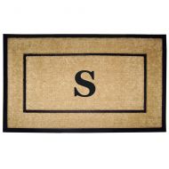 Nedia Home Single Picture Black Frame with Coir Rubber Border Dirt Buster Doormat, 30 by 48-Inch, Monogrammed S