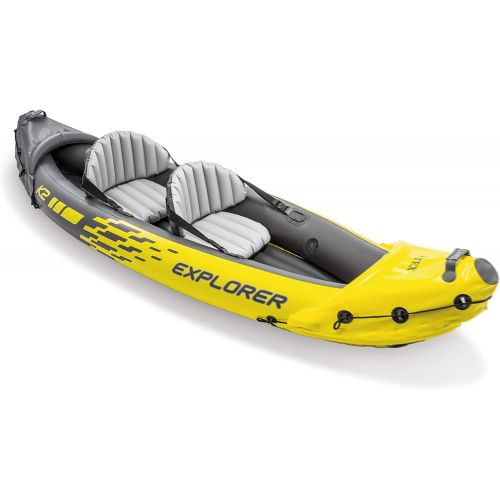인텍스 Intex Explorer K2 Kayak, 2-Person Inflatable Kayak Set with Aluminum Oars and High Output Air Pump