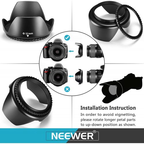 니워 Neewer 52MM Complete Lens Filter Accessory Kit for Lenses with 52MM Filter Size: UV CPL FLD Filter Set + Macro Close Up Set (+1 +2 +4 +10) + ND Filter Set (ND2 ND4 ND8) + Other Acc