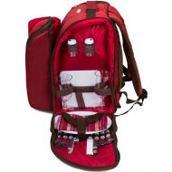 Apollo walker apollo walker 2 Person Red Picnic Backpack with Cooler Compartment Includes Tableware & Fleece Blanket 45x53(red)