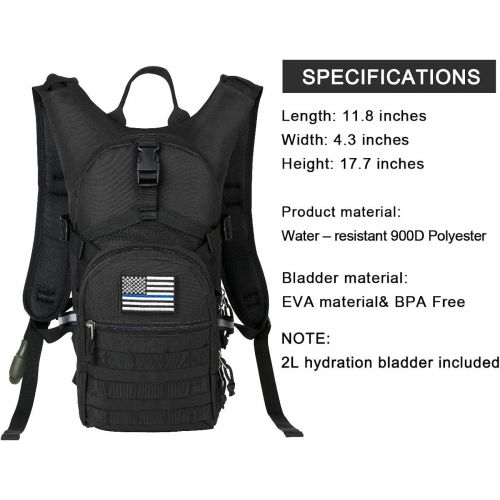  RUPUMPACK Tactical Molle Hydration Backpack with 2L Water Bladder, Military Daypack for Hiking, Running, Biking