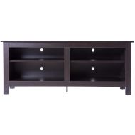 Basicwise QI003459.BL Wooden TV Stand Console Table with Shelves (Black)
