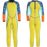 PROCHAIN Kids Wetsuit for Boys Girls, 2.5mm Neoprene One Piece UV Protection Thermal Swimsuit, Full Body Long Sleeve Coverall Swimwear Keep Warm Back Zip for Water Sports, Surfing, Diving,