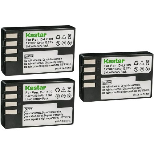  [아마존베스트]Kastar D-Li109 Battery (3-Pack) for Pentax D-Li109, DLI109 Work with Pentax K-R, K-30, K-50, K-500, KR, K30, K50, K500 Cameras
