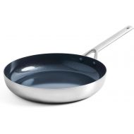 Blue Diamond Cookware Tri-Ply Stainless Steel Ceramic Nonstick, 8 Frying Pan Skillet, PFAS-Free, Multi Clad, Induction, Dishwasher Safe, Oven Safe, Silver